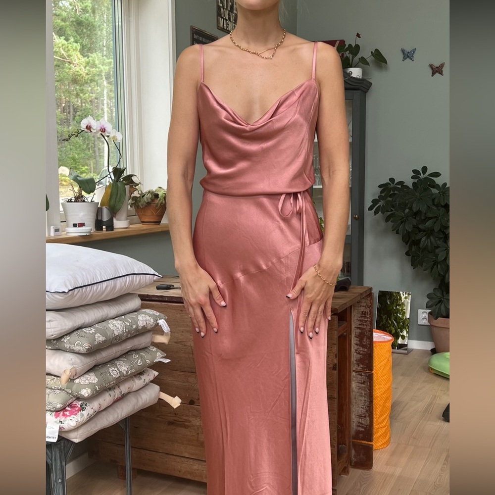 Shona Joy Satin Maxi Dress in Rose Pink